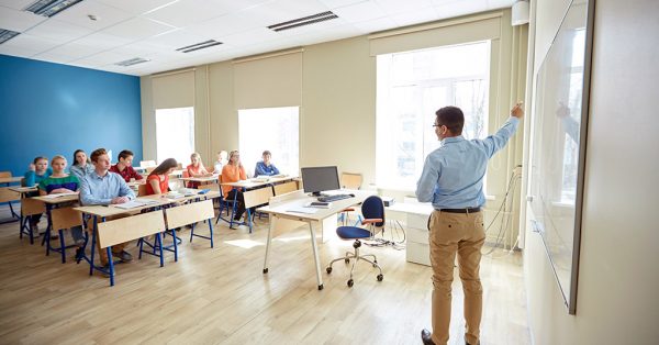 AP teacher teaching AP for high school students in a classroom