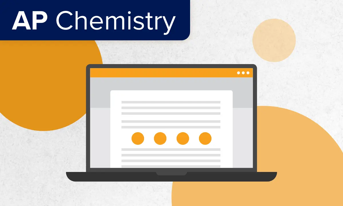 Illustrated laptop screen for UWorld College Readiness digital articles - AP Chemistry