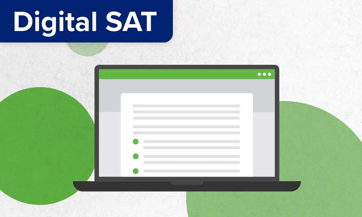 Illustrated laptop screen for UWorld College Readiness digital articles - Digital SAT
