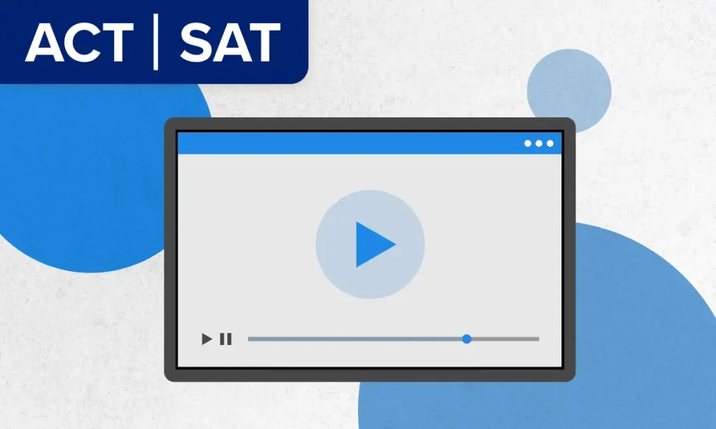 Illustration for videos on UWorld’s Online Preparation for the ACT and SAT Exams shown in a tablet