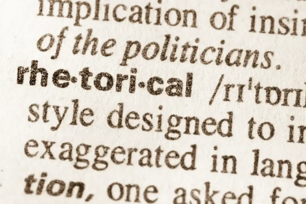 Dictionary definition of the word rhetorical.
