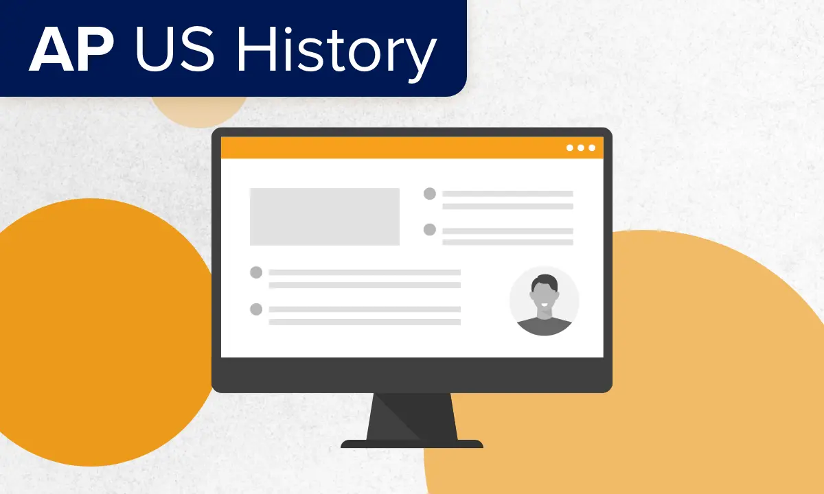 Illustrated laptop screen for UWorld College Readiness webinars - AP US History
