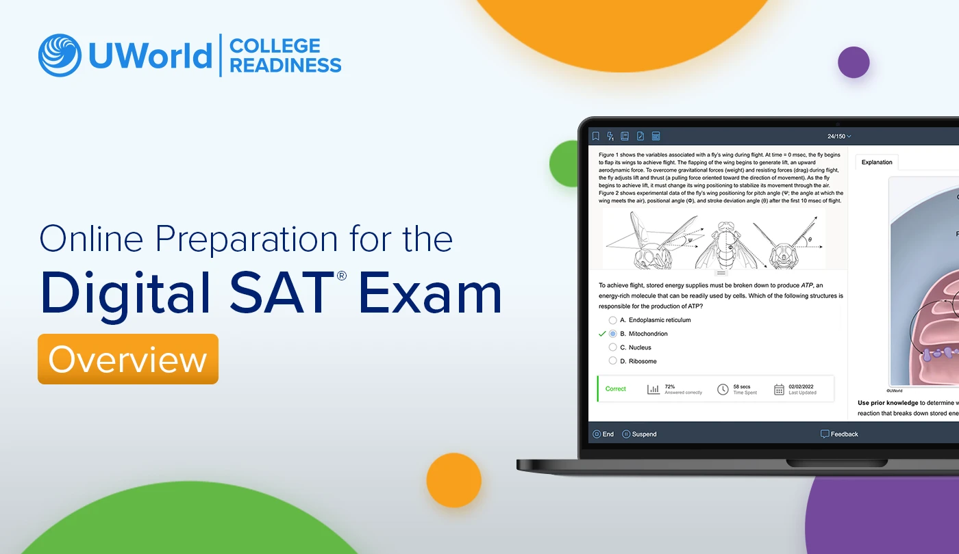 Video for UWorld Online Preparation for the Digital SAT Exam shown in a laptop