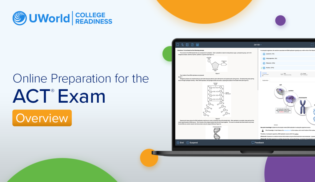 Video for UWorld Online Preparation for the ACT Exam shown in a laptop