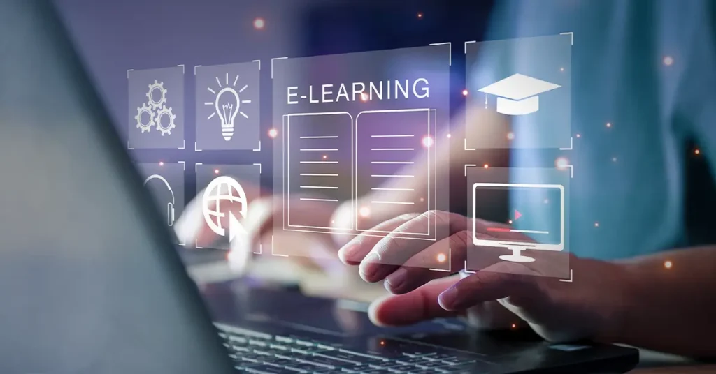 A student prepares for a digital exam with digital learning resources.